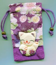 Thumbnail of Japanese Style Beckoning Cat Maneki Neko Drawstring Bag #2 (AD0014) 