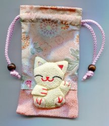 Thumbnail of Japanese Style Beckoning Cat Maneki Neko Drawstring Bag #4 (AD0016) 