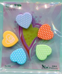 Thumbnail of Heart 5 Pcs Die Cut Plastic Paper Clip Set 