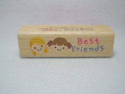 Thumbnail of Korea Young Friends Large Wood Rubber Stamp #14 (Best Friends) (SS0070) 
