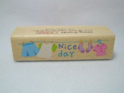 Thumbnail of Korea Young Friends Large Wood Rubber Stamp #17 (Nice Day Clothes) (SS0073) 
