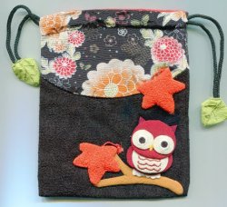 Thumbnail of Japanese Style Owl Drawstring Bag #04 (AD0030) 