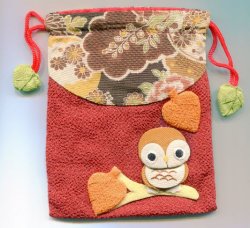 Thumbnail of Japanese Style Owl Drawstring Bag #05 (AD0031) 