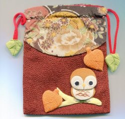 Thumbnail of Japanese Style Owl Drawstring Bag #12 (AD0038) 