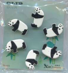 Thumbnail of Panda 6 Pcs Die Cut Plastic Paper Clip Set 