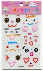 Thumbnail of Korea Cute Face Facial Expression Deco Sticker Sheet #5 (I0662) 