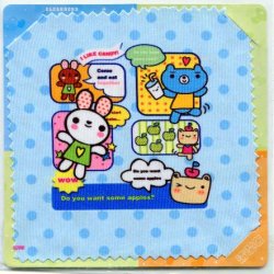 Thumbnail of Bear and Rabbit and Apple Microfiber Eyeglasses Cleaning Cloth #1 (EC0040)
