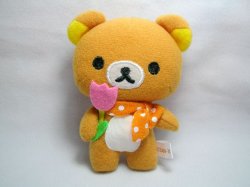 Thumbnail of San-X Rilakkuma Relax Bear Flower Plush Keychain #3