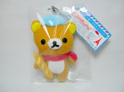 Thumbnail of San-X Rilakkuma Relax Bear Paris Plush Mascot Phone Strap #1 (E1329) 