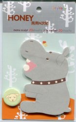 Thumbnail of Honey Animal 2 Design Die Cut Post-it Note Sticky Note #3 (Hippo) (MP0103)
