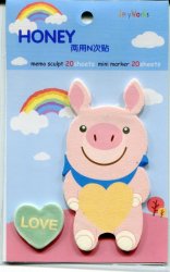 Thumbnail of Honey Animal 2 Design Die Cut Post-it Note Sticky Note #8 (Pig) (MP0108)