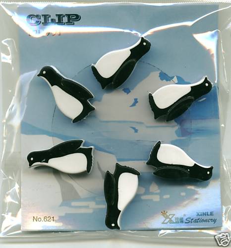 Thumbnail of Penguin 6 Pcs Die Cut Plastic Paper Clip Set 