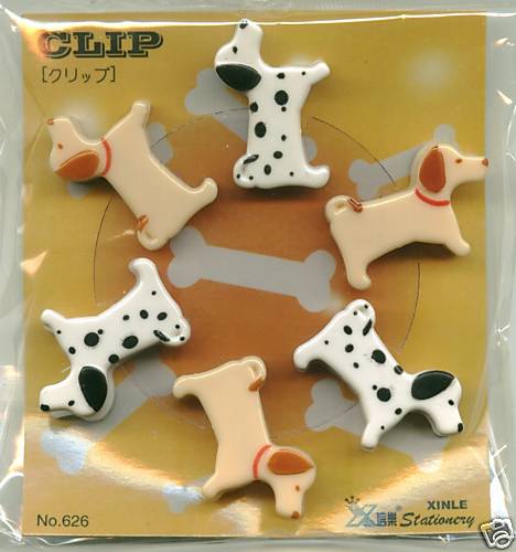 Thumbnail of Dog 6 Pcs Die Cut Plastic Paper Clip Set #1