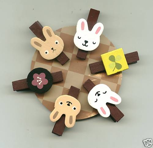 Thumbnail of Rabbit 6 Pcs Die Cut Wood Paper Clip Set 