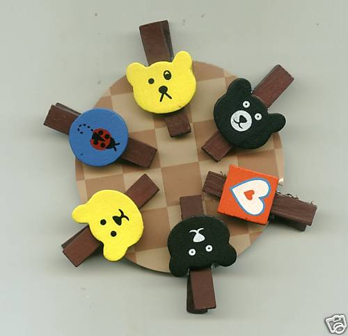 Thumbnail of Bear 6 Pcs Die Cut Wood Paper Clip Set 
