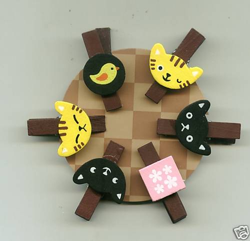 Thumbnail of Cat 6 Pcs Die Cut Wood Paper Clip Set 