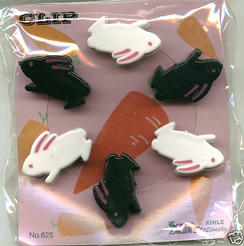 Thumbnail of Rabbit 6 Pcs Die Cut Plastic Paper Clip Set 