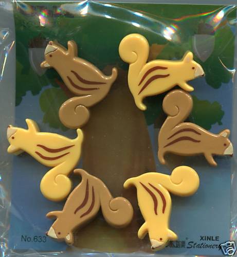 Thumbnail of Squirrel 6 Pcs Die Cut Plastic Paper Clip Set 