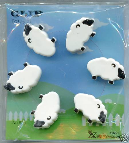 Thumbnail of Sheep 6 Pcs Die Cut Plastic Paper Clip Set 