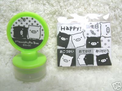 Thumbnail of San-X Monokuro Boo Pig Stamp & Sticker Set #1 (S0273) 