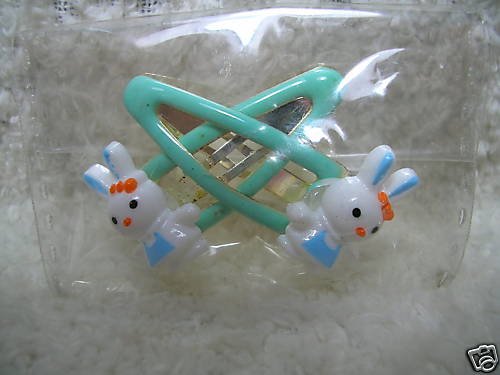 Thumbnail of Cute Rabbit Hair Clip #8 (White and Blue) 
