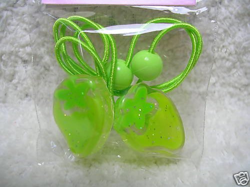Thumbnail of Strawberry Hair Band Ponytail Holder #1 (Light Green) 