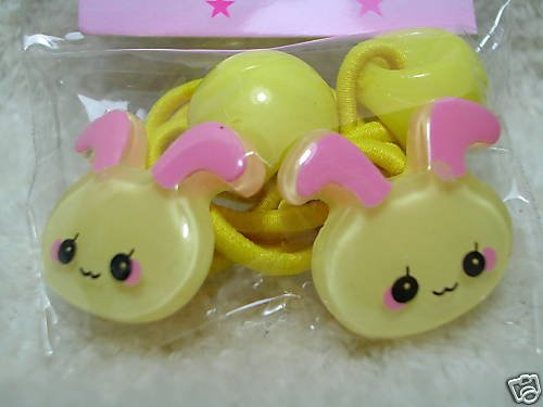Thumbnail of Rabbit Head Hair Band Ponytail Holder #5 (Yellow) 