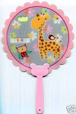 Thumbnail of Cute Giraffe Die Cut Plastic Fan #1 
