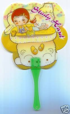 Thumbnail of Cute Girl in Study Die Cut Plastic Fan #1 