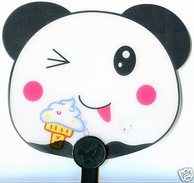 Thumbnail of Cute Panda with Ice-cream Die Cut Plastic Fan #1 