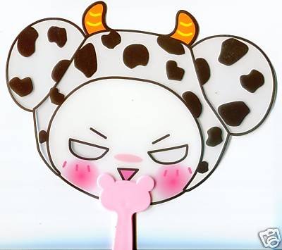 Thumbnail of Cute Angry Cow Die Cut Plastic Fan #1 