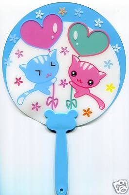 Thumbnail of Cute Two Cats Die Cut Plastic Fan #1 
