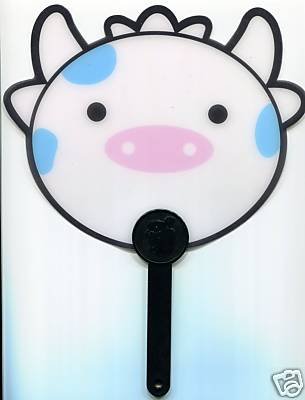 Thumbnail of Cute Cow Die Cut Plastic Fan #1 