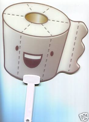Thumbnail of Cute Toilet Paper Die Cut Plastic Fan #1 