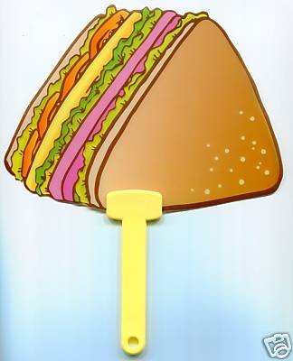 Thumbnail of Cute Sandwich Die Cut Plastic Fan #1 