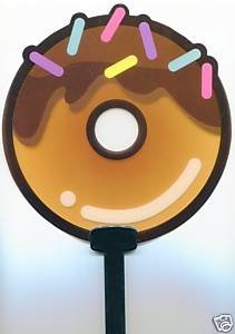 Thumbnail of Cute Donut Die Cut Plastic Fan #1 