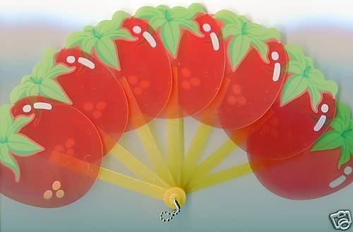 Thumbnail of Tomato Die Cut Plastic Folding Fan #1 