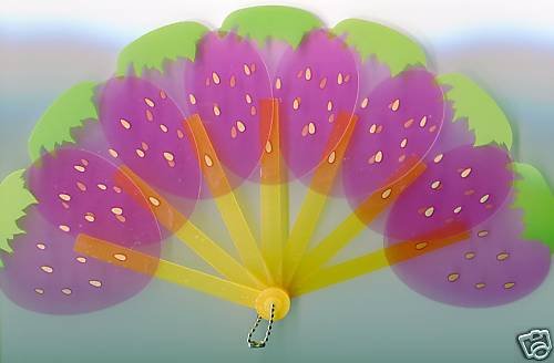 Thumbnail of Strawberry Die Cut Plastic Folding Fan #1 