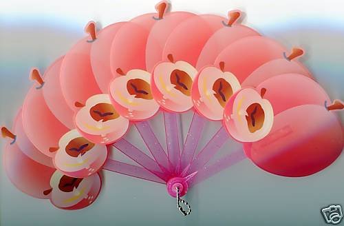 Thumbnail of Peach Die Cut Plastic Folding Fan #1  