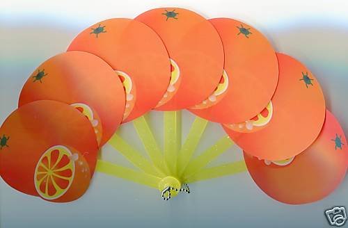 Thumbnail of Orange Die Cut Plastic Folding Fan #1  