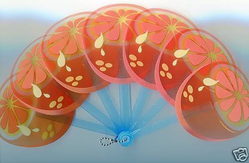 Thumbnail of Orange Die Cut Plastic Folding Fan #2 