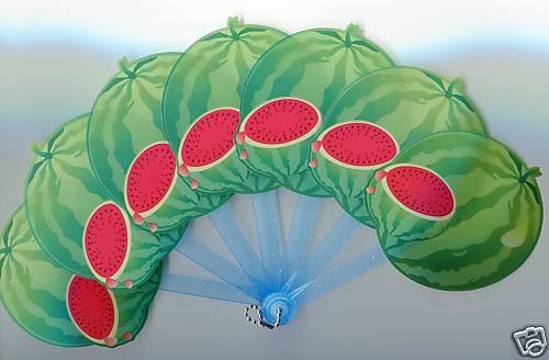 Thumbnail of Watermelon Die Cut Plastic Folding Fan #2 