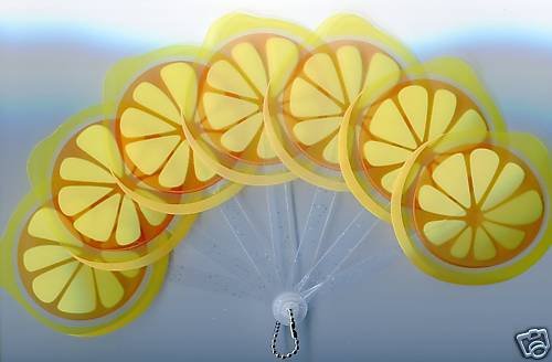 Thumbnail of Lemon Die Cut Plastic Folding Fan #2 