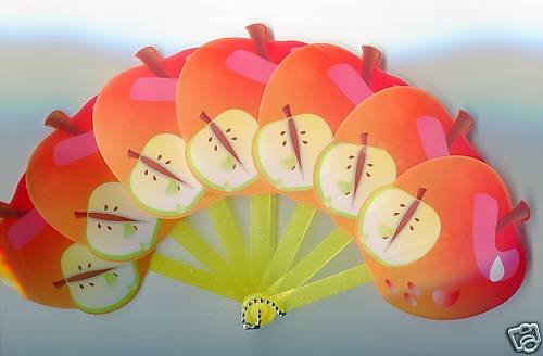 Thumbnail of Apple Die Cut Plastic Folding Fan #1 