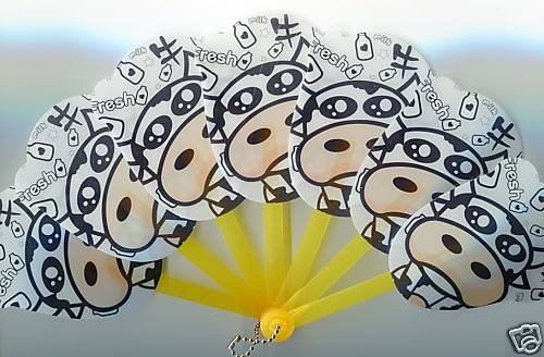 Thumbnail of Cow Die Cut Plastic Folding Fan #1 