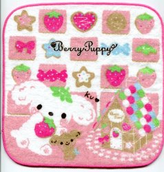 Thumbnail of San-X Berry Puppy Dog Face Towel Wash Cloth #1 (T0760)
