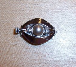 Thumbnail of Oval Clasp with Powder Silver Pearl & Clear Crystals