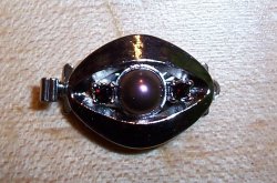 Thumbnail of Oval Clasp with Burgundy Pearl & Burgundy Crystals