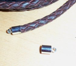 Thumbnail of 5mm Bolo Cord Caps, Silvertone, 1 pair