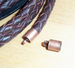 Thumbnail of 5mm Bolo Cord/Kumihimo Caps, Antique Coppertone, 1 pair